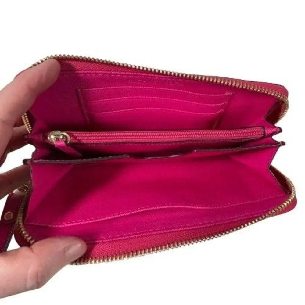 Michael Kors Jet Set Travel Continental Wristlet Wallet Pink Saffiano Leather